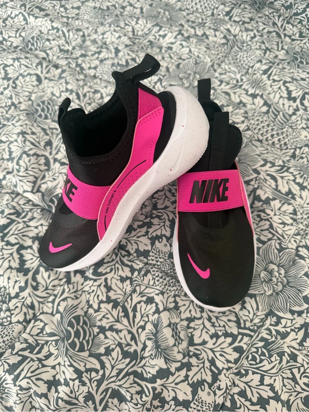 Nike Black Slip-On Sneakers with Hot Pink Accents